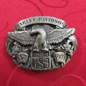 Harley-Davidson Pewter Eagle Rose Made in USA Belt Buckle